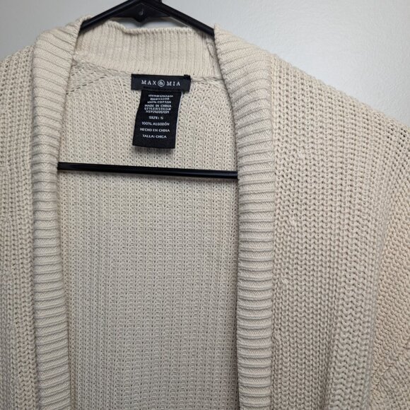MAX AND MIA OPEN CREAM CARDIGAN W/POCKETS 100% COTTON - SIZE S - Picture 4 of 4